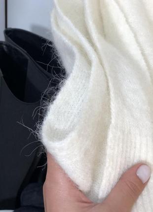 Большой шарф мохерный шарф молочного цвета кремовый белый теплый шарф длинный шарф шерсть