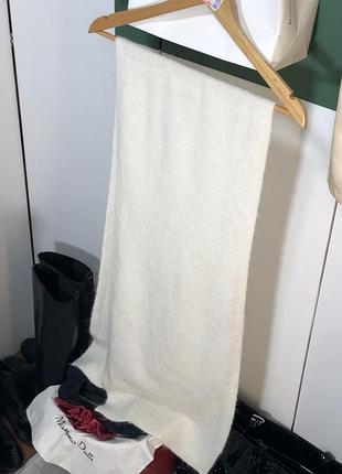 Большой шарф мохерный шарф молочного цвета кремовый белый теплый шарф длинный шарф шерсть