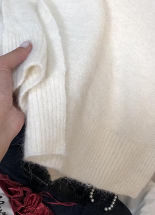 Большой шарф мохерный шарф молочного цвета кремовый белый теплый шарф длинный шарф шерсть