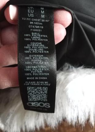 Asos - шикарный полушубок с капюшоном, искусственный мех, имитация песца - р. м10 фото