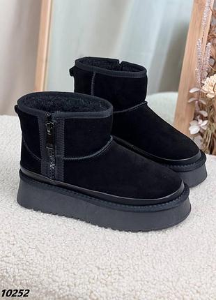 Угги материал натуральный замша цвет черный