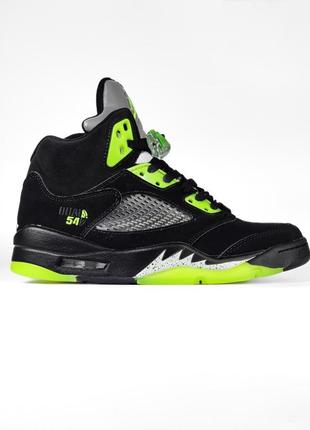 Кросівки nike air jordan 5 retro 'quai 54' black fluorescent green