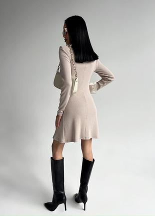 Ангорова сукня в рубчик з коміром під горло, коротке ангорове плаття на осінь зиму,...