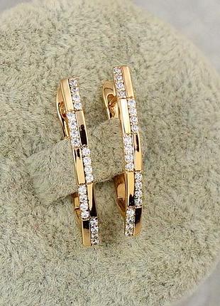 Серьги xuping jewelry дорожка с камешками в шахматном порядке 2.6 см золотистые