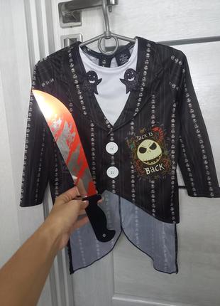 Костюм пиджак смокинг джек скеллингтон jack skellington с черепами скелетон на хелловин 3-4 года