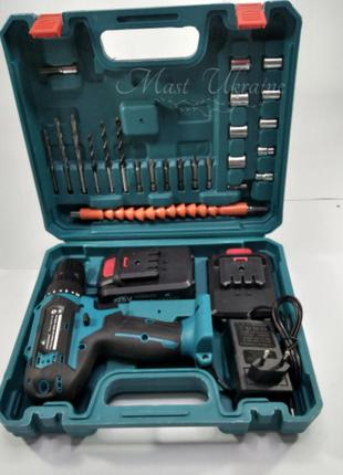 Шурупокрут jiageng cordless drill 25v з набором інструментів j-25-d1, синьо-чорний