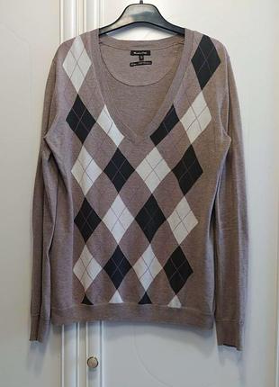 Джемпер от massimo dutti, аргайл, коттон, шелк, кашемир