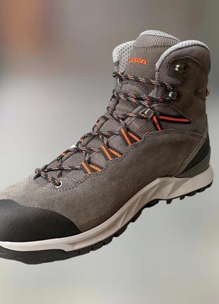 Ботинки мужские трекинговые lowa explorer gtx mid 44 р, grey/ flame (серый/оранжевый), туристические ботинки