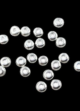 Бусины finding круглые плоские разделители металлические серебристые 4 мм х 2 мм отверстие 1.5 мм