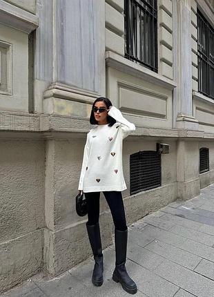 Свободный свитер с сердечками 4