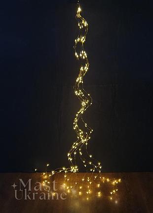 Гірлянда роса кінський хвіст 200 led, світлодіодна новорічна гірлянда 10 ниток по 2м, гірлянда на ялинку від usb, dj-200-yellow