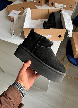 Угги ugg Coquille mini platform черные замши