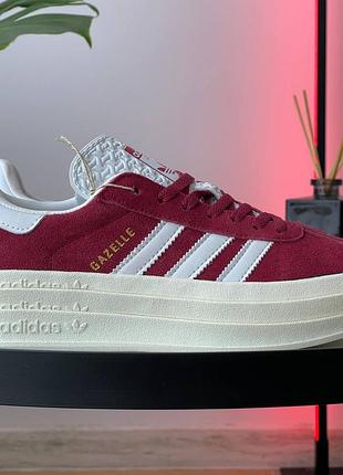 Кроссовки adidas gazelle bold bordo7 фото