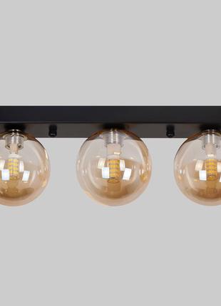 "потрійний світильник із 3 кулястими плафонами "glass trio light"(61-x100f-3 bk+br (380)).