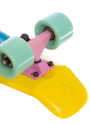 Скейтборд пенни penny fish color zelart sk-402-7 фиолетовый-голубой-желтый5 фото