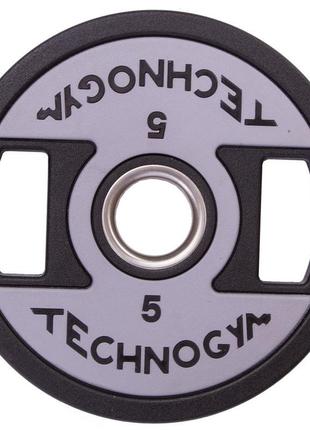 Блины (диски) полиуретановые technogym tg-1837-5 51мм 5кг черный3 фото
