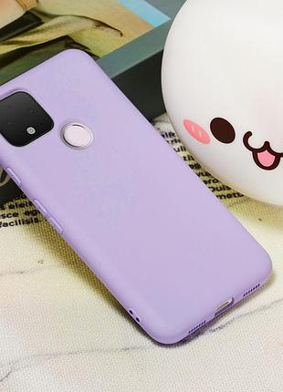 Силіконовий чохол для google pixel 4a світло-фіолетовий з мікрофіброю soft touch