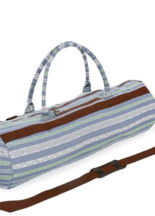 Сумка для йога килимка yoga bag kindfolk fi-6969-6 (розмір 20смх65см, поліестер, бавовна, сірий-синій)