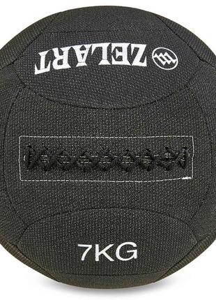 Мяч набивной для кросфита волбол wall ball zelart fi-7224-7 7кг черный