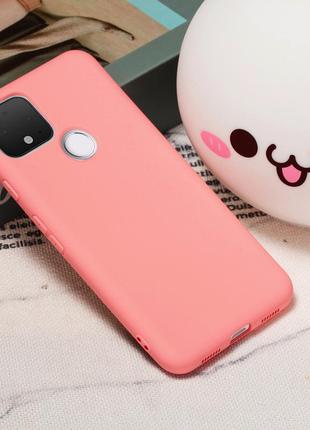 Силіконовий чохол для google pixel 5 рожевий з мікрофіброю soft touch