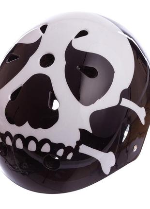 Шлем для экстремального спорта котелок zelart skull sk-5616-015 l-56-58 черный-белый