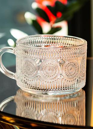 Набор чашек 2 шт по 400 мл стеклянные прозрачные