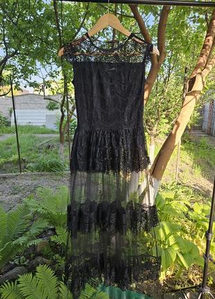 Черное сетевое платье2 фото