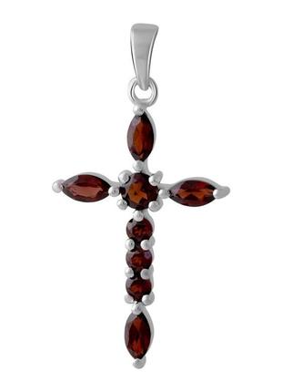 Серебряный крестик ogosilver с гранатом 1.975ct (2053576)