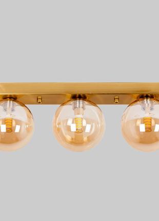 "потрійний світильник із 3 кулястими плафонами "glass trio light"(61-x100f-3 bk+br (380)).