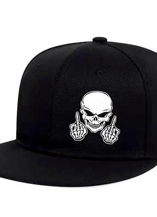 Кепка снепбек логотип "череп" (fuck off) с прямым козырьком черный, унисекс wuke one size
