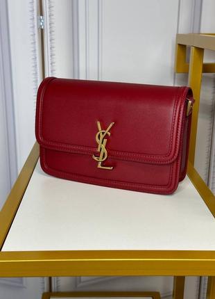 Сумка красная кожаная в стиле ysl solferino люкс