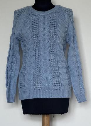 Светр блакитний з розрізами на рукавах m historia club