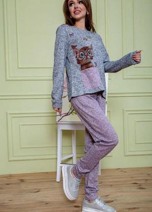Жіночий костюм штани + кофта, сіро-пудрового кольору, 172r1211-23 фото