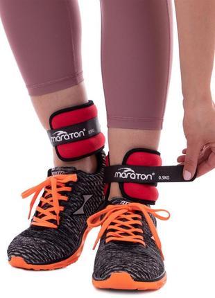 Утяжелители-манжеты для рук и ног maraton fi-2858-1 2x0,5кг красный-черный7 фото