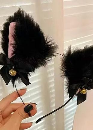 Набор "кошка" обруч ушки и хвост меховые черный, унисекс wuke one size8 фото