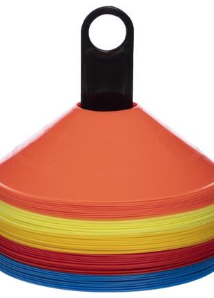 Фішки для розмітки поля на пластиковій підставці zelart c-6418 50 шт 20 см різнобарвний