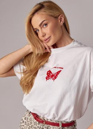 Женская футболка oversize с принтом бабочки2 фото