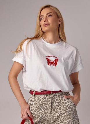 Женская футболка oversize с принтом бабочки7 фото