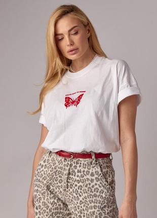Женская футболка oversize с принтом бабочки6 фото