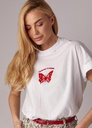 Женская футболка oversize с принтом бабочки5 фото