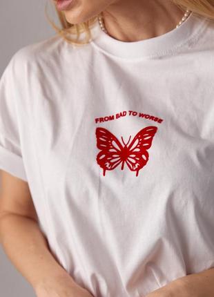Женская футболка oversize с принтом бабочки4 фото