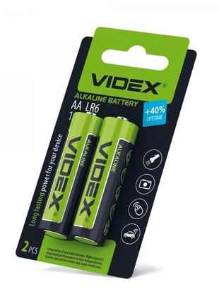 Батарейка пальчикові лужні videx lr6/aa 2шт small blister (lr6/aa 2pcs sb)