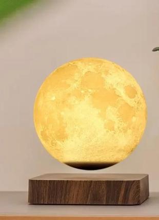 Настольный 3d магнитный ночник луна 14 см на деревянной магнитной подставке 360...