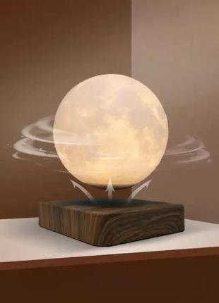 Настольный 3d магнитный ночник луна 14 см на деревянной магнитной подставке 360...