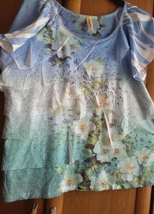 Новая женская футболка,блуза, с цветочным принтом р 523 фото