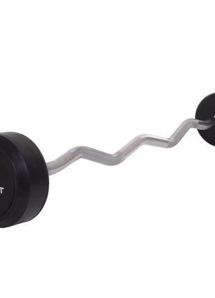 Штанги фіксована зігнута zelart rubbber coated barbell ta-2687-30 довжина-95cм 30