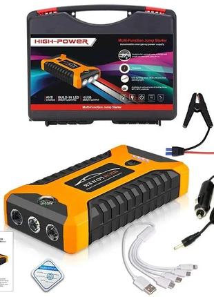 Пускозарядное автомобильное устройство jumpstarter 27jx 12в2а с аккумулятором на 99800mah и фонарём