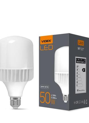 Світлодіодна високопотужна лампа 50w e27 5000k 220v videx a118(vl-a118-50275)