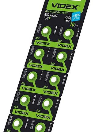 Батарейка лужна в годинник videx ag 0/lr521 blister card 10 шт