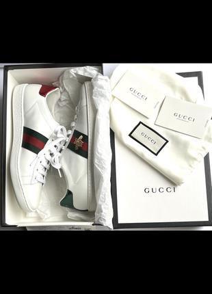 Кеды кроссовки gucci has new ace leather натуральная кожа питон